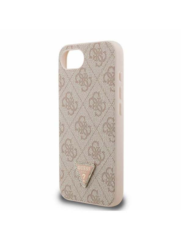 Guess Guess PU 4G Strass Triangle Metal Logo Задний чехол за iPhone 16e/17e Pink