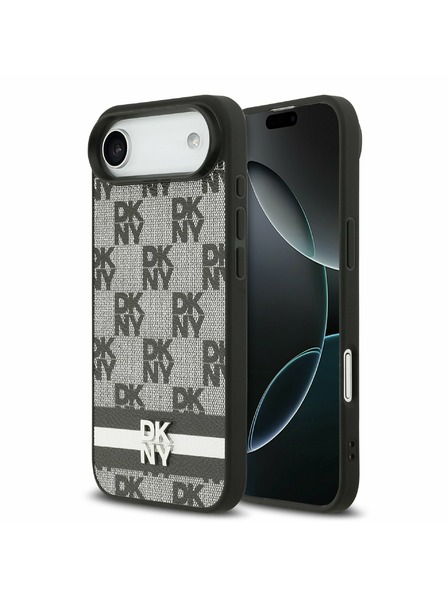 DKNY DKNY PU Leather Checkered Pattern and Stripe Задний чехол за iPhone Air Black
