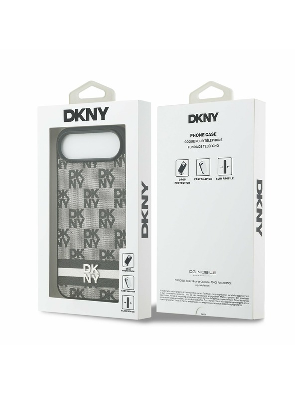 DKNY DKNY PU Leather Checkered Pattern and Stripe Задний чехол за iPhone Air Black