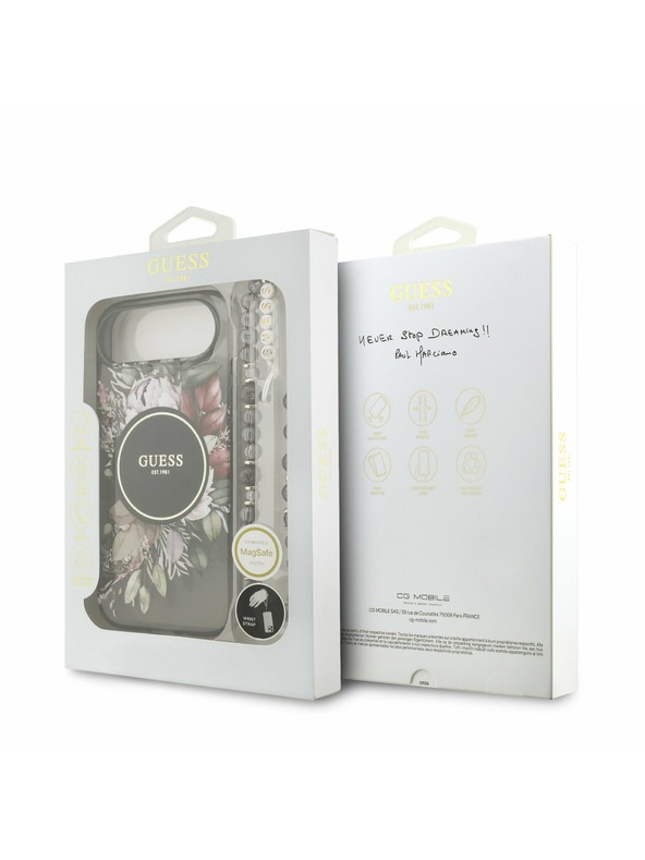 Guess Guess IML Flowers Strap MagSafe Задний чехол за iPhone Air Black