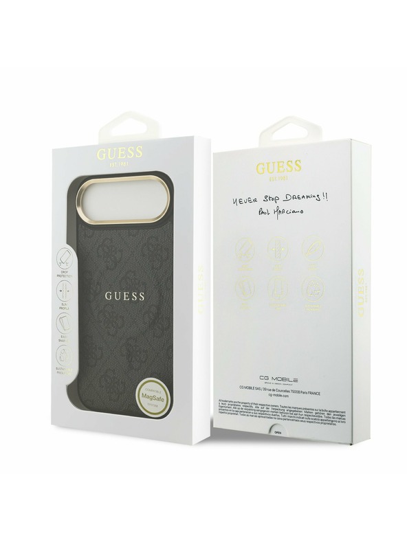 Guess Guess PU Leather 4G Gold Frame MagSafe Задний чехол за iPhone Air Black