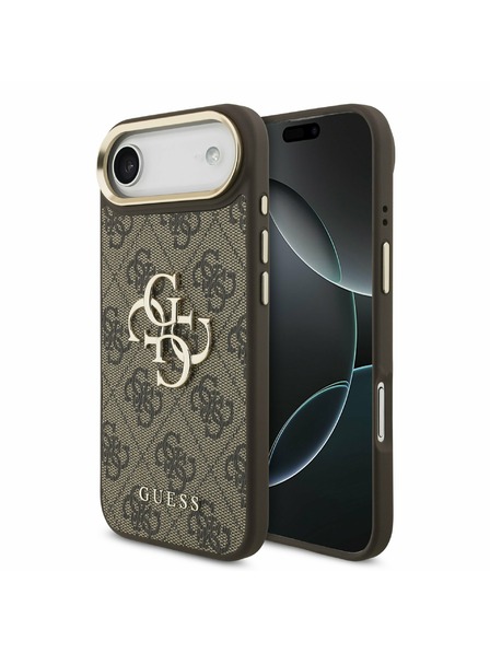Guess Guess PU Leather 4G Metal Logo Gold Frame Задна Корица за iPhone Air Brown