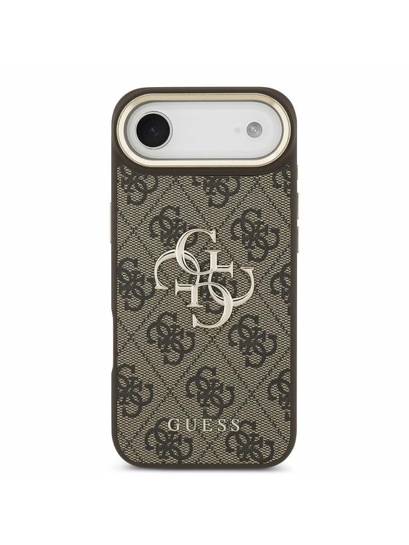Guess Guess PU Leather 4G Metal Logo Gold Frame Задна Корица за iPhone Air Brown