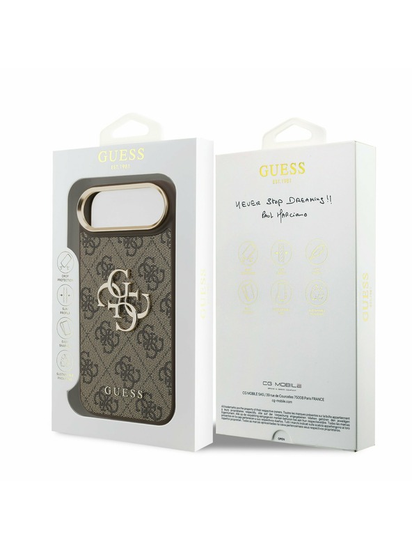 Guess Guess PU Leather 4G Metal Logo Gold Frame Задна Корица за iPhone Air Brown
