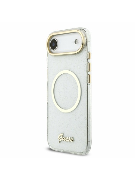 Guess Guess IML Glitter Script Ремък MagSafe Задна Корица за iPhone Air Transparent