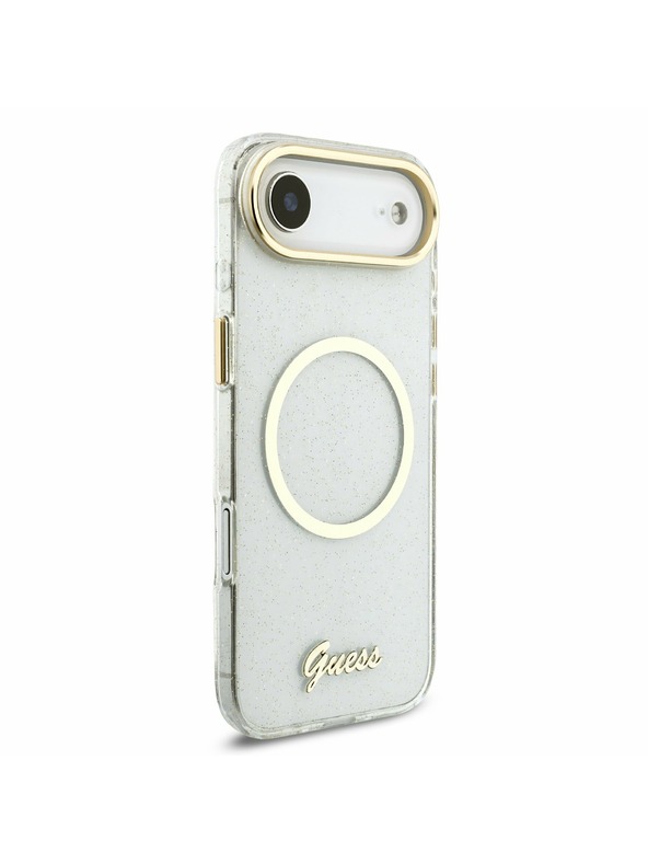 Guess Guess IML Glitter Script Ремък MagSafe Задна Корица за iPhone Air Transparent