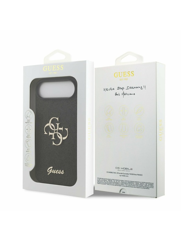 Guess Guess PU Fixed Glitter 4G Metal Logo Задна Корица за iPhone Air Black