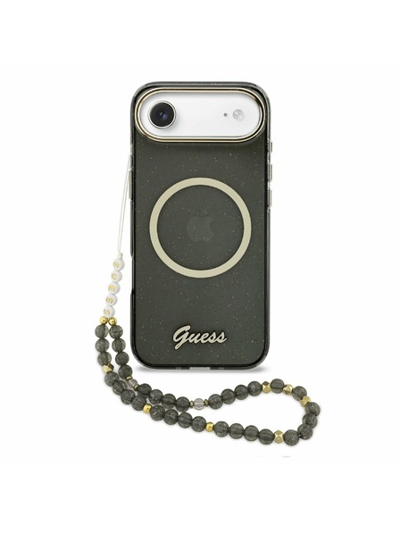 Guess Guess IML Glitter Script Ремък MagSafe Задна Корица за iPhone Air Black