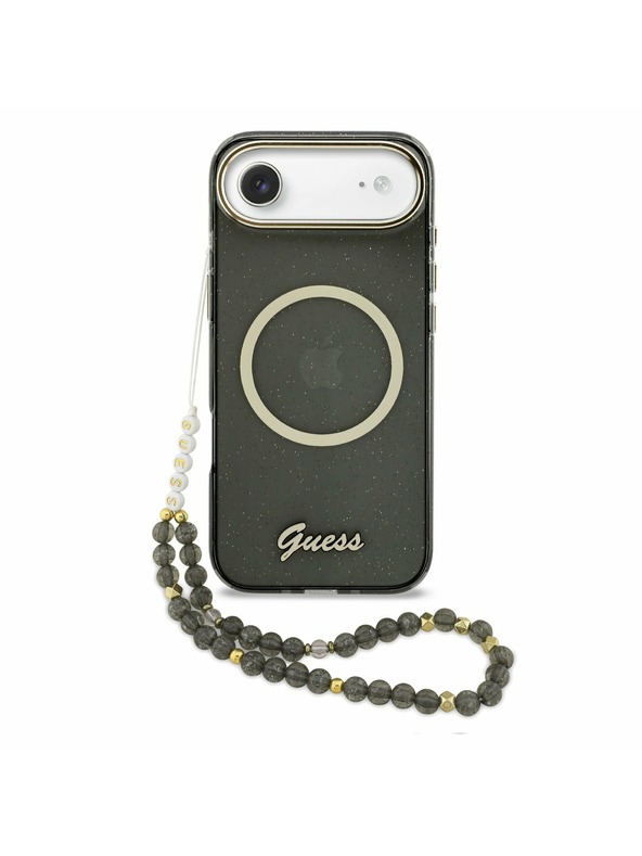 Guess Guess IML Glitter Script Ремък MagSafe Задна Корица за iPhone Air Black