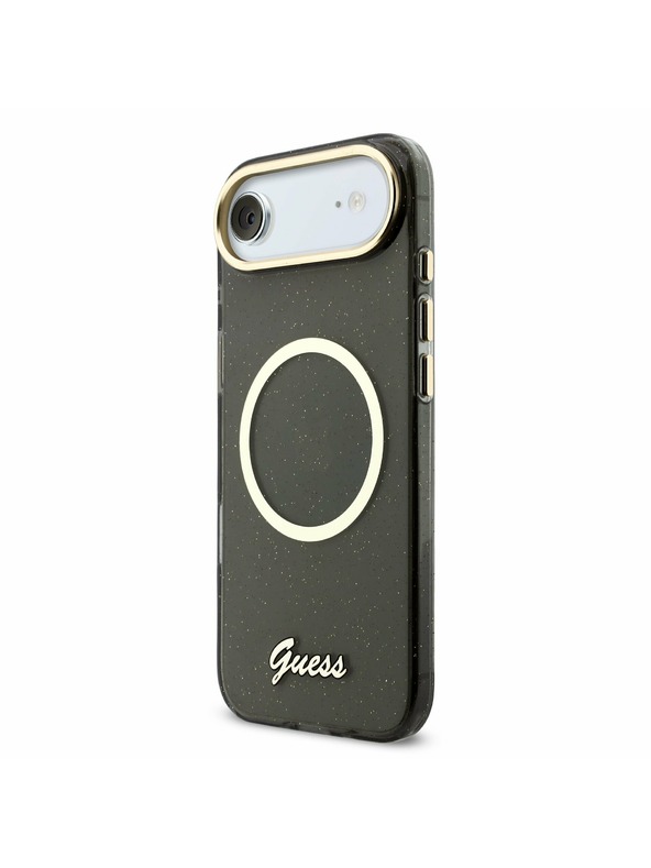 Guess Guess IML Glitter Script Ремък MagSafe Задна Корица за iPhone Air Black