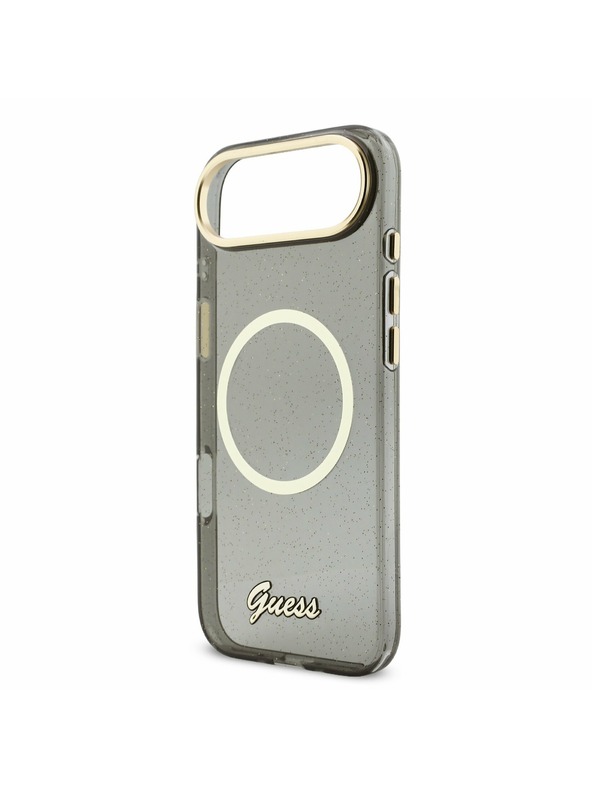 Guess Guess IML Glitter Script Ремък MagSafe Задна Корица за iPhone Air Black