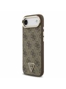 Guess Guess PU Leather 4G Strass Triangle Logo Gold Frame MagSafe Задна Корица за iPhone Air Brown