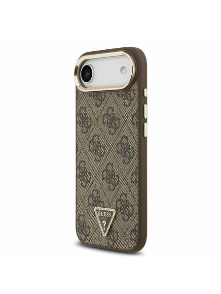 Guess Guess PU Leather 4G Strass Triangle Logo Gold Frame MagSafe Задна Корица за iPhone Air Brown