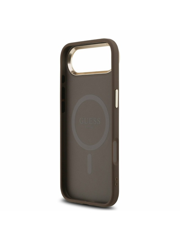 Guess Guess PU Leather 4G Strass Triangle Logo Gold Frame MagSafe Задна Корица за iPhone Air Brown