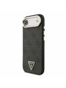 Guess Guess PU Leather 4G Strass Triangle Logo Gold Frame MagSafe Задна Корица за iPhone Air Black