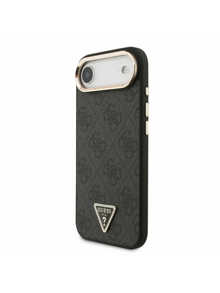 Guess Guess PU Leather 4G Strass Triangle Logo Gold Frame MagSafe Задна Корица за iPhone Air Black