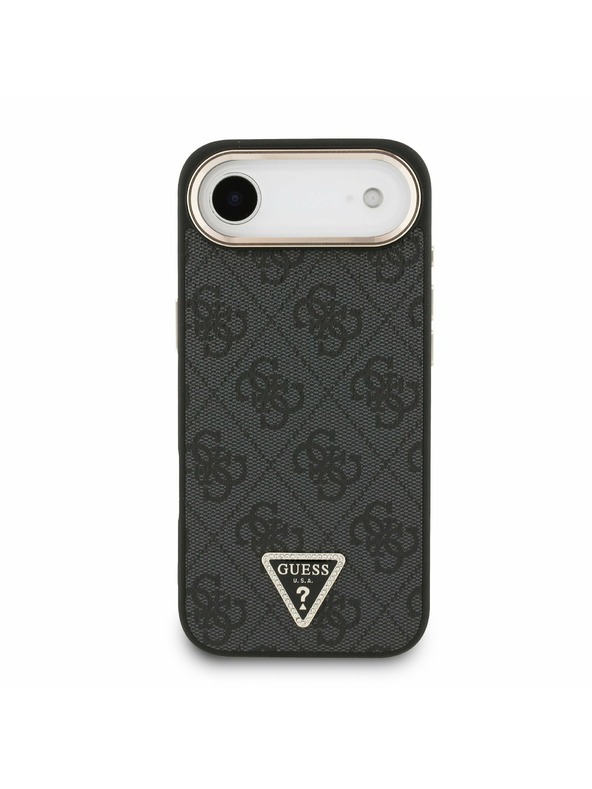 Guess Guess PU Leather 4G Strass Triangle Logo Gold Frame MagSafe Задна Корица за iPhone Air Black