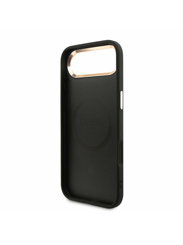 Guess Guess PU Leather 4G Strass Triangle Logo Gold Frame MagSafe Задна Корица за iPhone Air Black