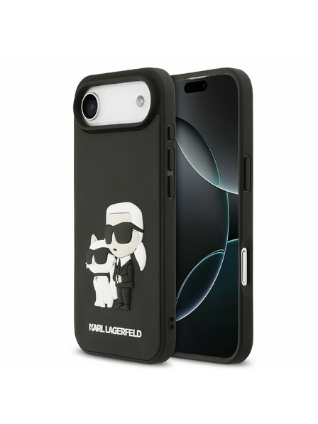 Karl Lagerfeld Karl Lagerfeld 3D Rubber Karl and Choupette Задна Корица за iPhone Air Black