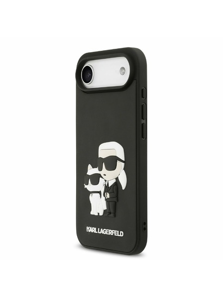 Karl Lagerfeld Karl Lagerfeld 3D Rubber Karl and Choupette Задна Корица за iPhone Air Black