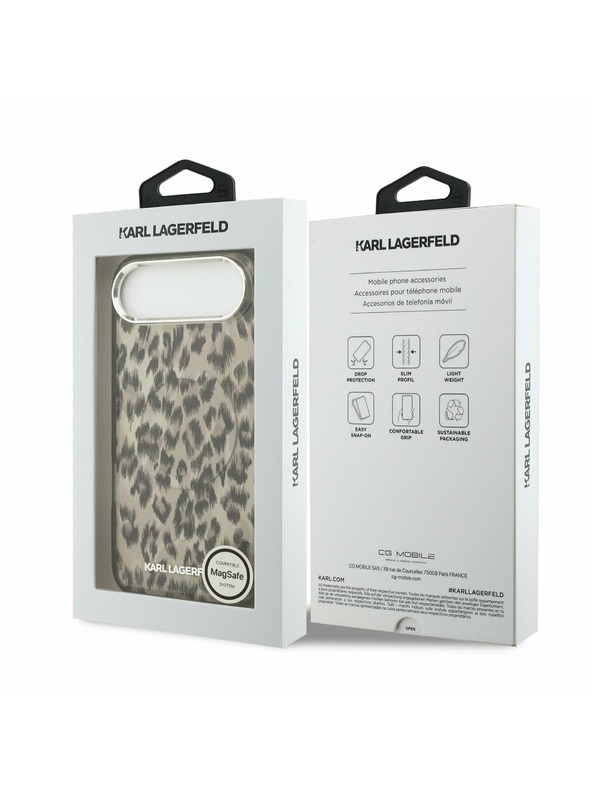 Karl Lagerfeld Karl Lagerfeld IML Leopard MagSafe Задна Корица за iPhone Air Brown