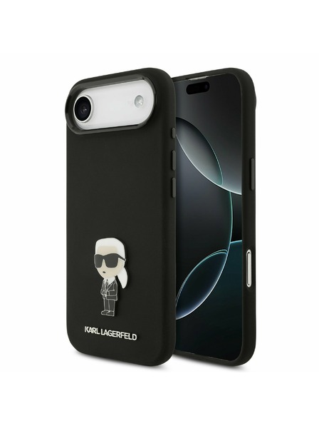 Karl Lagerfeld Karl Lagerfeld Liquid Silicone Metal Ikonik Задна Корица за iPhone Air Black