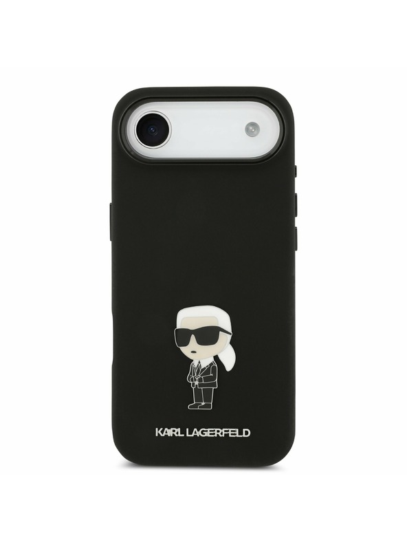 Karl Lagerfeld Karl Lagerfeld Liquid Silicone Metal Ikonik Задна Корица за iPhone Air Black