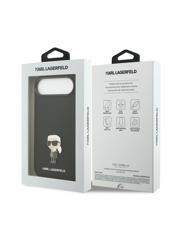 Karl Lagerfeld Karl Lagerfeld Liquid Silicone Metal Ikonik Задна Корица за iPhone Air Black