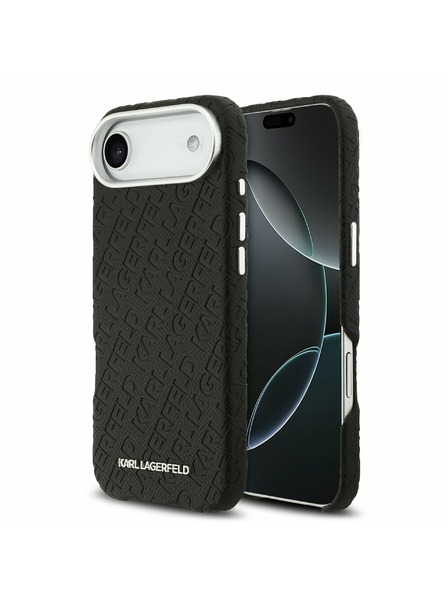 Karl Lagerfeld Karl Lagerfeld Grained PU Repeated Logo MagSafe Задна Обвивка за iPhone Air Black