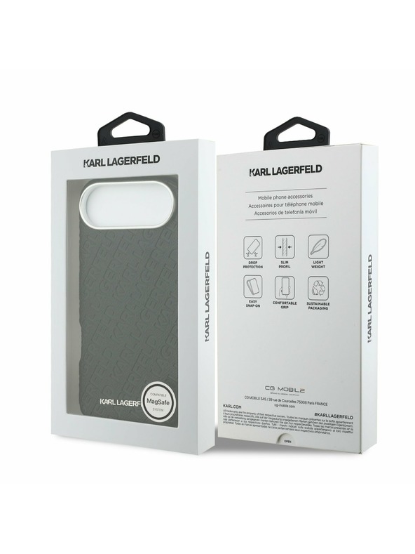 Karl Lagerfeld Karl Lagerfeld Grained PU Repeated Logo MagSafe Задна Обвивка за iPhone Air Black