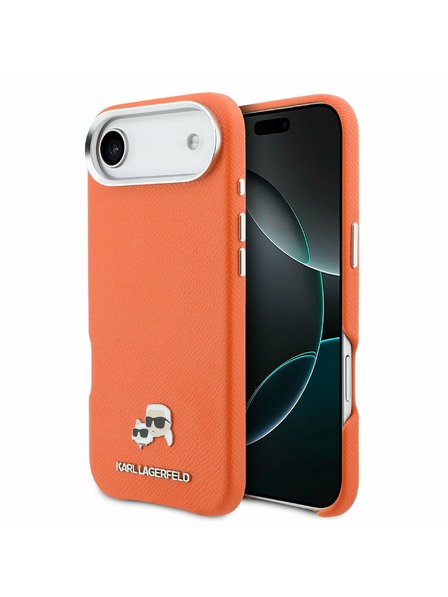 Karl Lagerfeld Karl Lagerfeld PU Karl and Choupette Heads Pins MagSafe Задна Обвивка за iPhone Air Orange