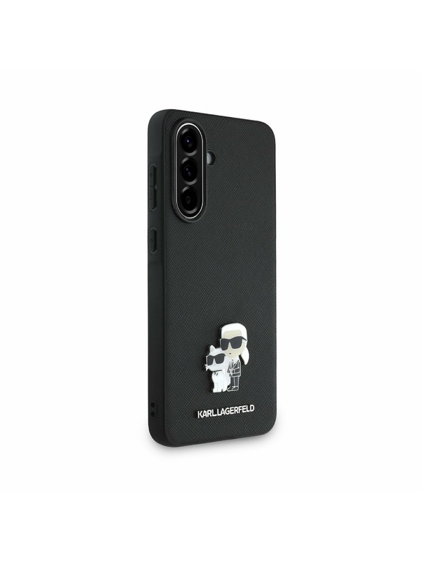 Karl Lagerfeld Karl Lagerfeld PU Saffiano Metal Karl and Choupette Задна Обвивка за Samsung Galaxy A36 Black