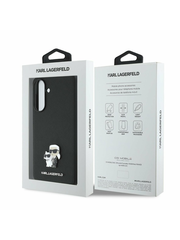 Karl Lagerfeld Karl Lagerfeld PU Saffiano Metal Karl and Choupette Задна Обвивка за Samsung Galaxy A36 Black