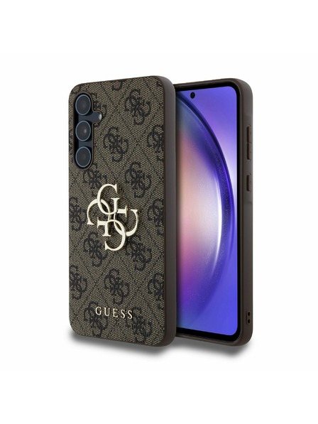 Guess Guess PU 4G Metal Logo Задна Обвивка за Samsung Galaxy A55 5G Brown