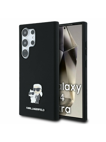 Karl Lagerfeld Karl Lagerfeld Liquid Silicone Metal Karl and Choupette Задна корица за Samsung Galaxy S24 Ultra Black