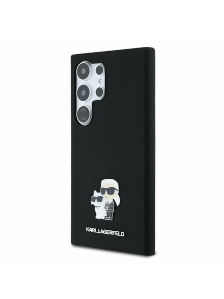 Karl Lagerfeld Karl Lagerfeld Liquid Silicone Metal Karl and Choupette Задна корица за Samsung Galaxy S24 Ultra Black