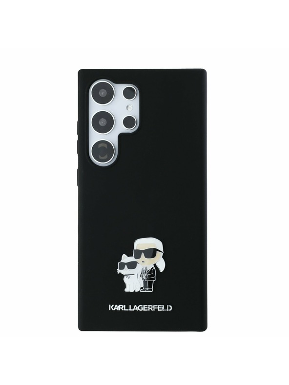 Karl Lagerfeld Karl Lagerfeld Liquid Silicone Metal Karl and Choupette Задна корица за Samsung Galaxy S24 Ultra Black