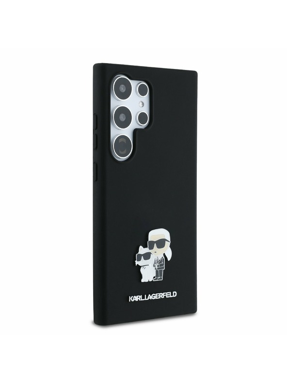 Karl Lagerfeld Karl Lagerfeld Liquid Silicone Metal Karl and Choupette Задна корица за Samsung Galaxy S24 Ultra Black