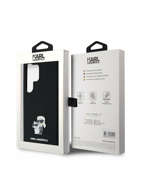 Karl Lagerfeld Karl Lagerfeld Liquid Silicone Metal Karl and Choupette Задна корица за Samsung Galaxy S24 Ultra Black