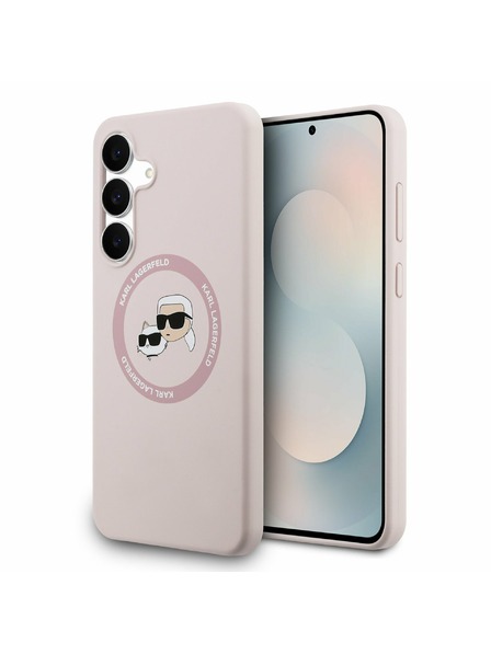 Karl Lagerfeld Karl Lagerfeld Liquid Silicone K&CH Heads MagSafe Задна корица за Samsung Galaxy S25 FE Pink