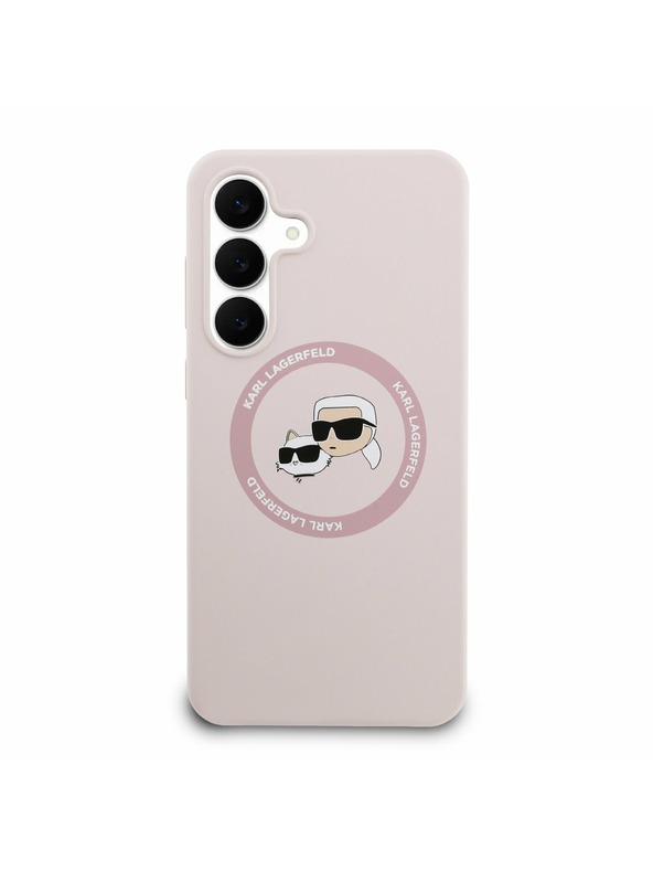 Karl Lagerfeld Karl Lagerfeld Liquid Silicone K&CH Heads MagSafe Задна корица за Samsung Galaxy S25 FE Pink