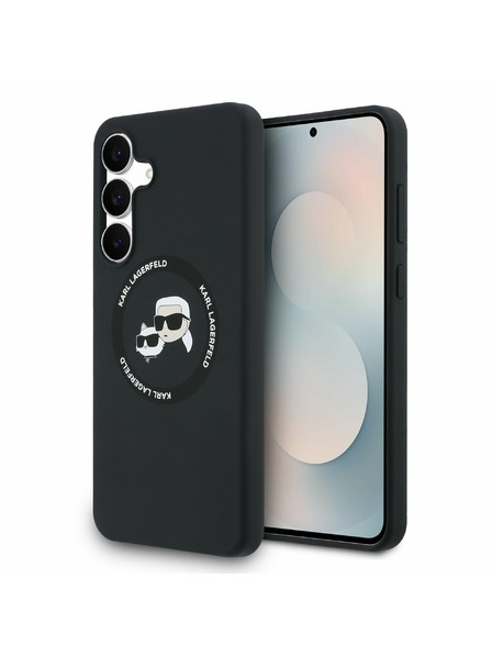 Karl Lagerfeld Karl Lagerfeld Liquid Silicone K&CH Heads MagSafe Задна корица за Samsung Galaxy S25 FE Black