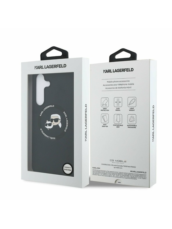 Karl Lagerfeld Karl Lagerfeld Liquid Silicone K&CH Heads MagSafe Задна корица за Samsung Galaxy S25 FE Black