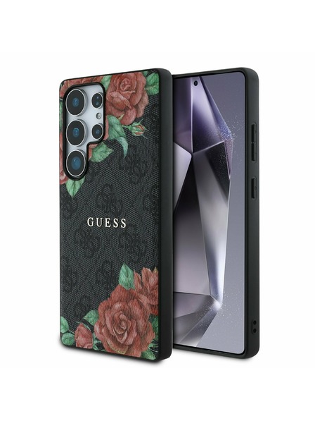 Guess Guess PU Leather 4G Flowers Print Metal Classic Logo MagSafe Задна корица за Samsung Galaxy S25 Ultra Black