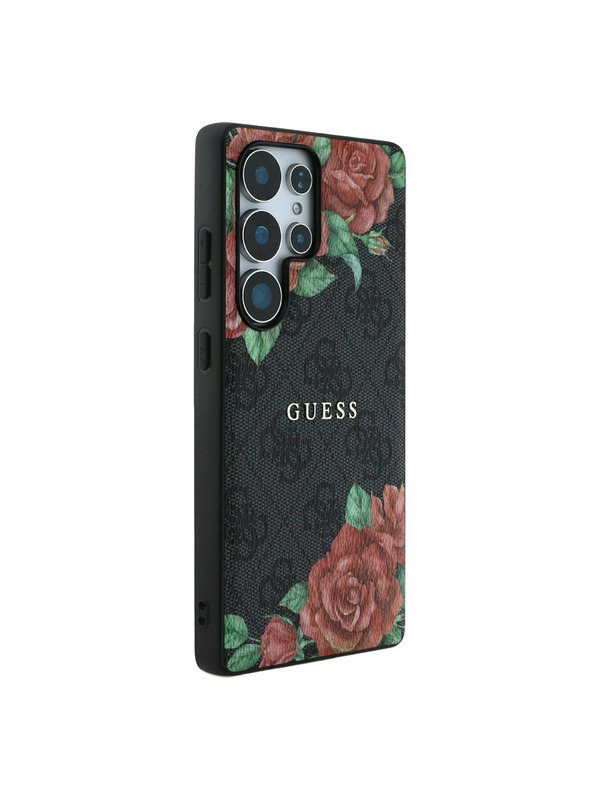 Guess Guess PU Leather 4G Flowers Print Metal Classic Logo MagSafe Задна корица за Samsung Galaxy S25 Ultra Black
