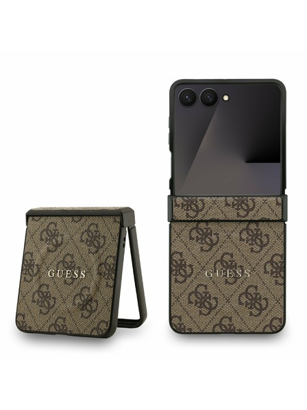 Guess Guess PU Leather 4G Colored Ring Magnetic Задна корица за Samsung Galaxy Z Flip 7 Brown