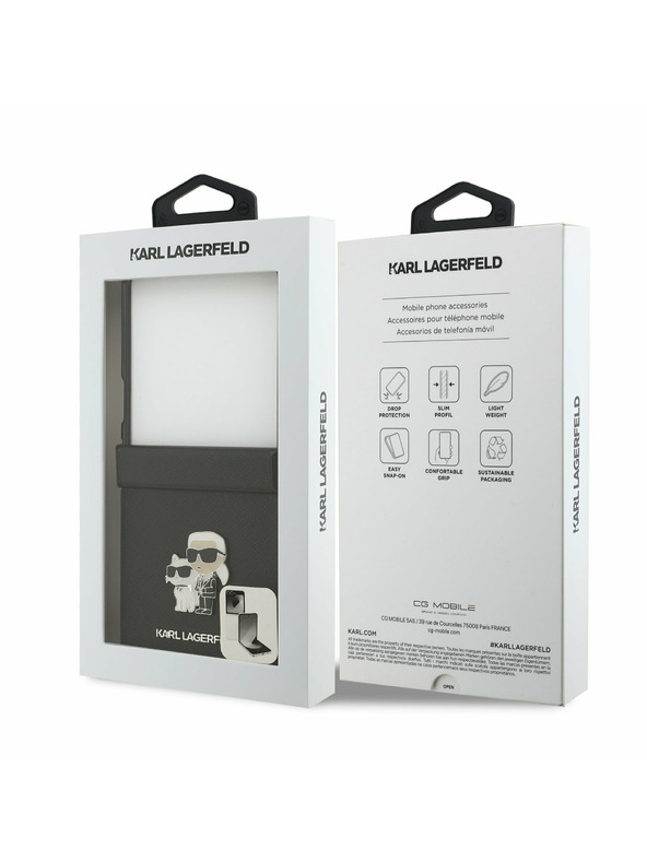Karl Lagerfeld Karl Lagerfeld PU Saffiano Karl and Choupette Задна корица за Samsung Galaxy Z Flip 7 Black