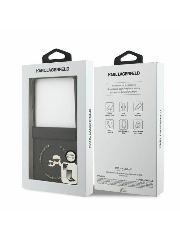 Karl Lagerfeld Karl Lagerfeld PU Karl and Choupette Heads Magnetic Задна корица за Samsung Galaxy Z Flip 7 Black