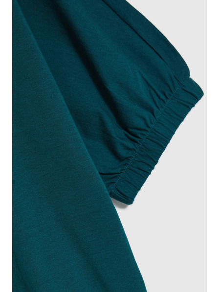 Moodo Блузка със събрани ръкави зелена Moodo