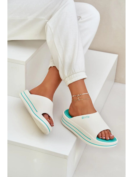 BIG STAR SHOES Дамски пантофи на платформа Big Star – бяло/мента